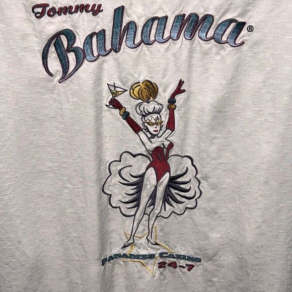 Tommy Bahama PARADISE CASINO Sand Dollar Silk Embroidered Camp Shirt Medium - Picture 1 of 6